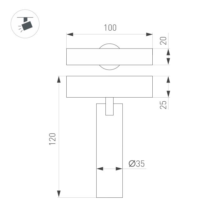 Luminaire MAG-SPOT-25-R90-9W Day4000 (BK-GD, 30 deg, 24V) (Arlight, IP20 Metal, 3 years)