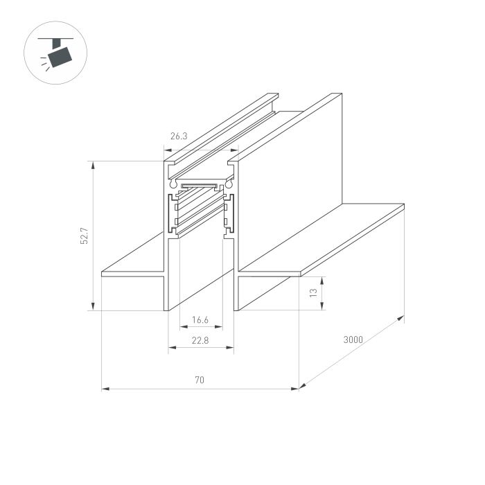 Recessed Track MAG-ORIENT-TRACK-2653-FDW-3000 (BK, FLAT) (Arlight, IP20 Metal, 3 years)