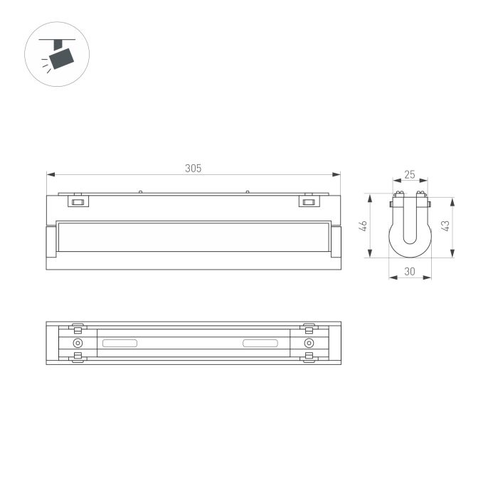 MAG-VIBE-FLAT-TURN-L305-12W Day4000 (WH, 110 deg, 48V) (Arlight, IP20 Metal, 5 years)