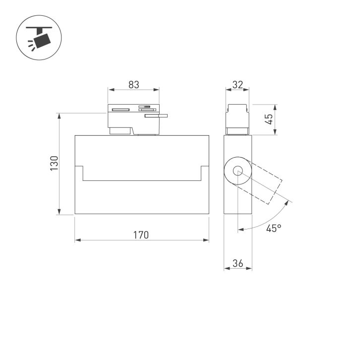 LGD-LOFT-TRACK-4TR-S170-20W Day4000 (BK, 24 deg) (Arlight, IP40 Metal, 3 years)