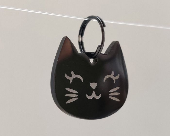 Cat tag with custom engraving CAT_2 Black