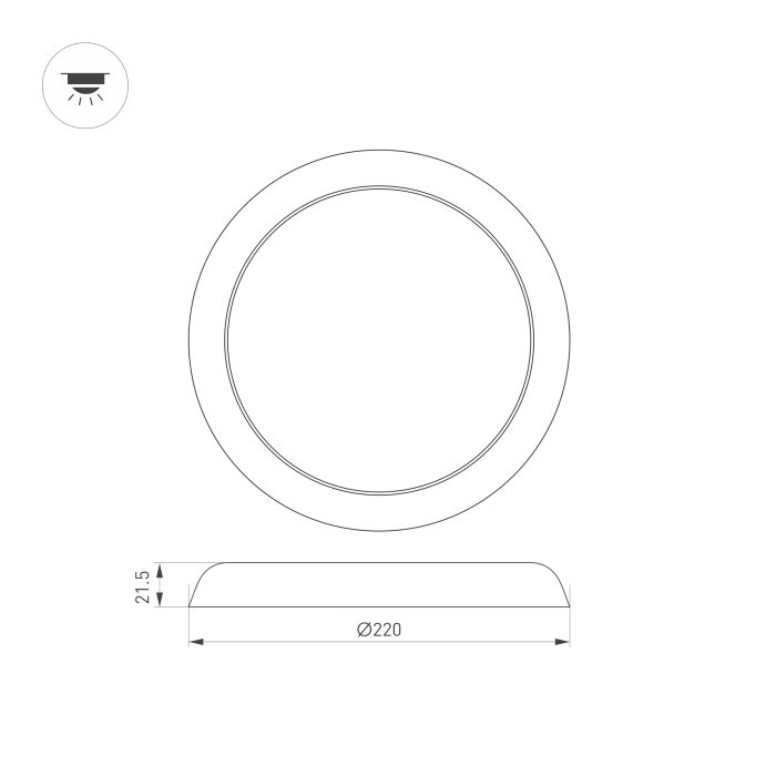 Luminaire CL-FIOKK-R220-18W Day4000-MIX (WH, 120 deg, 230V) (Arlight, IP44 Plastic, 3 years)