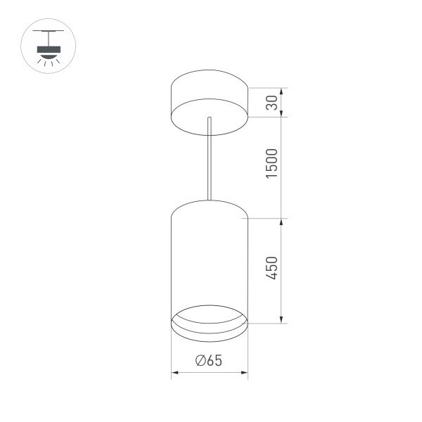 Housing SP-POLO-HANG-LONG450-R65 (BK, 1-3, 200mA) (Arlight, IP20 Metal, 3 years)