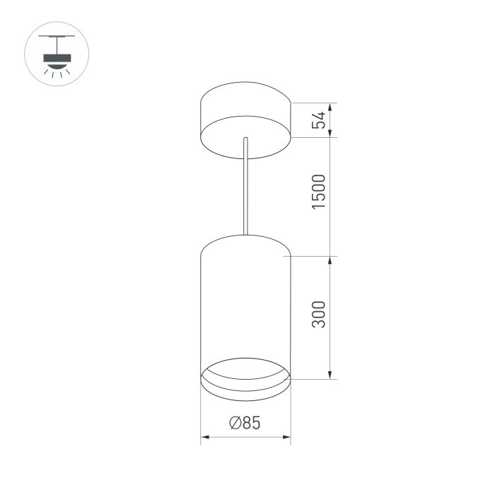 Luminaire SP-POLO-HANG-LONG300-R85-15W Warm3000 (WH-WH, 40 deg) (Arlight, IP20 Metal, 3 years)
